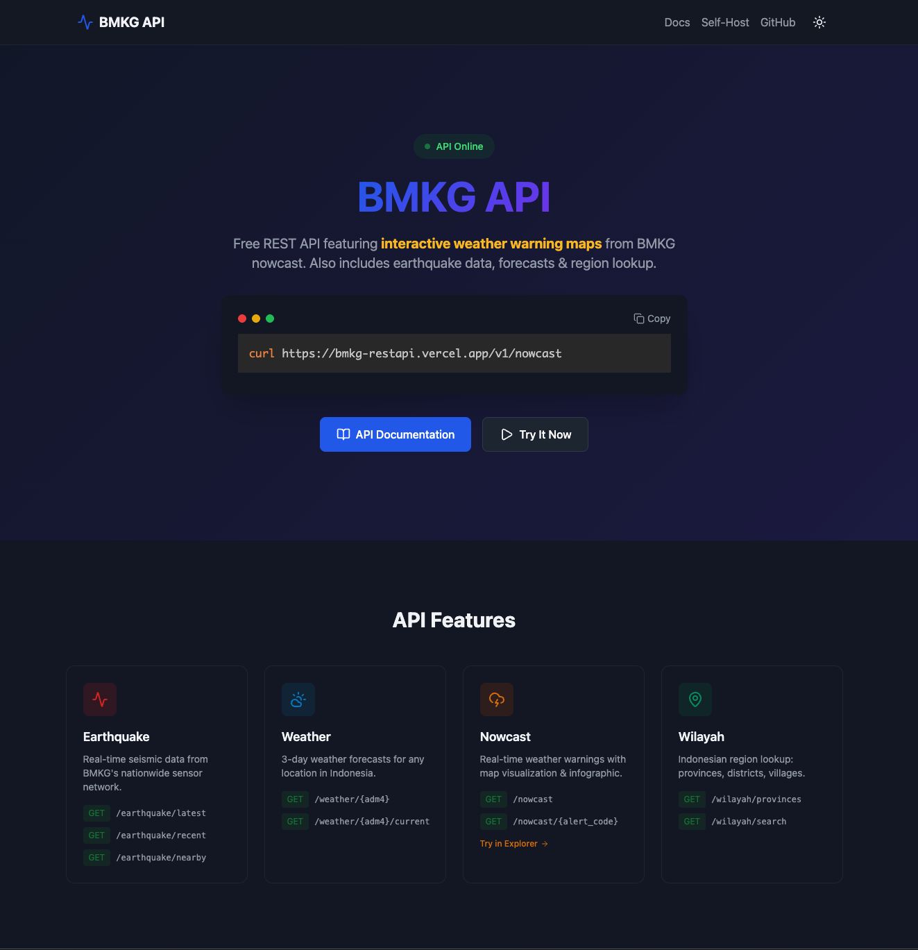 BMKG Open Data REST API & MCP Server primary view