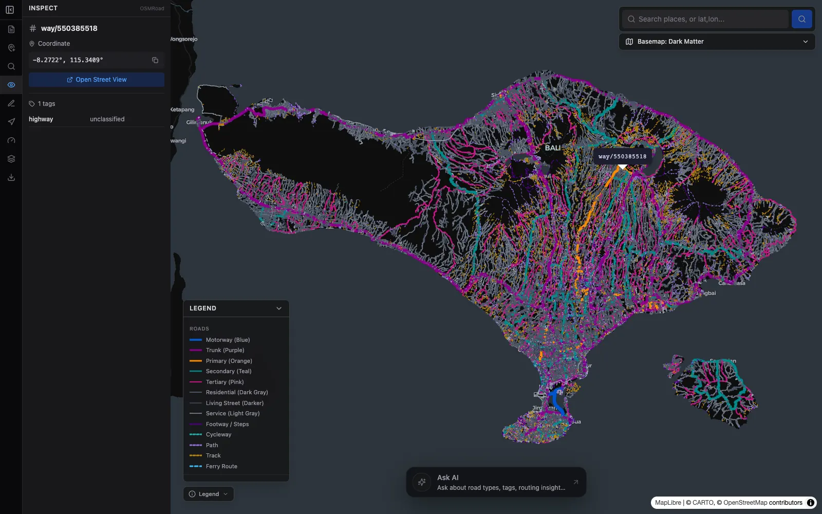 OSMRoad, application screenshot